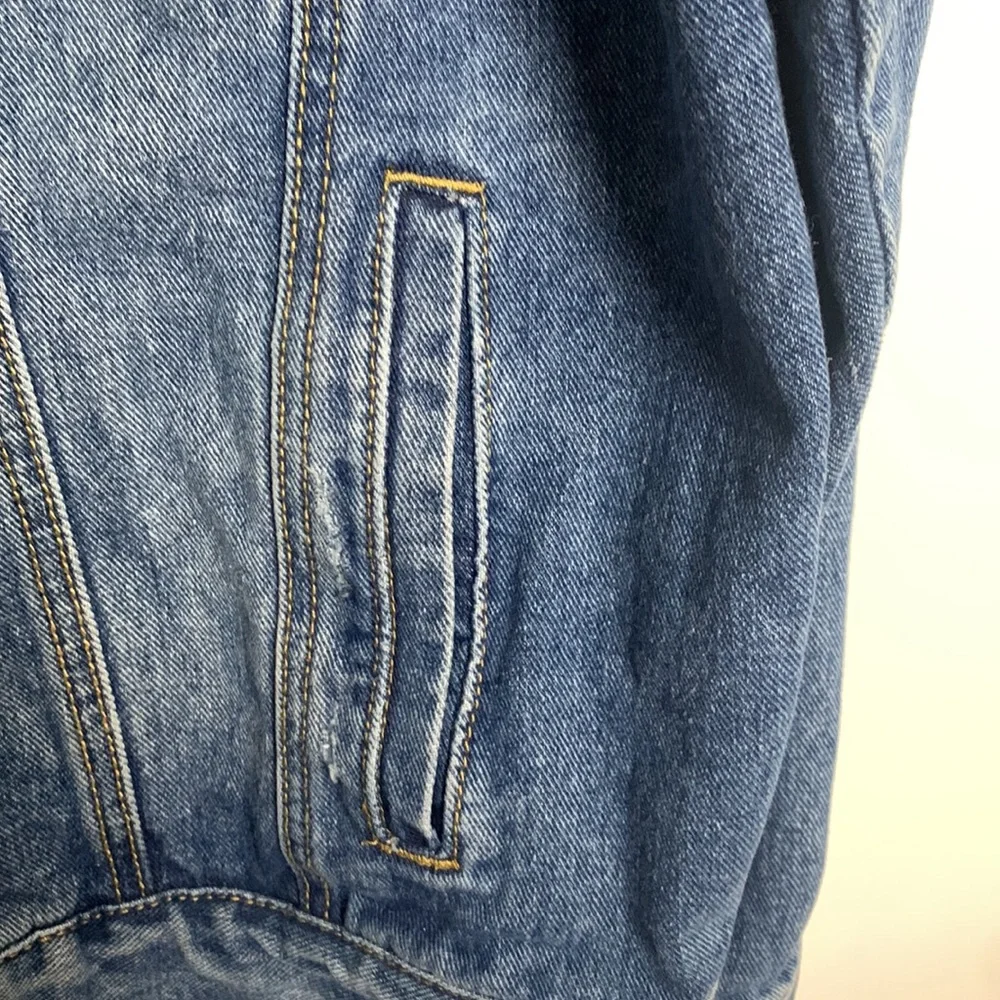 Forever 21 Men Blue Denim Distressed Jacket - Medium - Picture 9 of 11